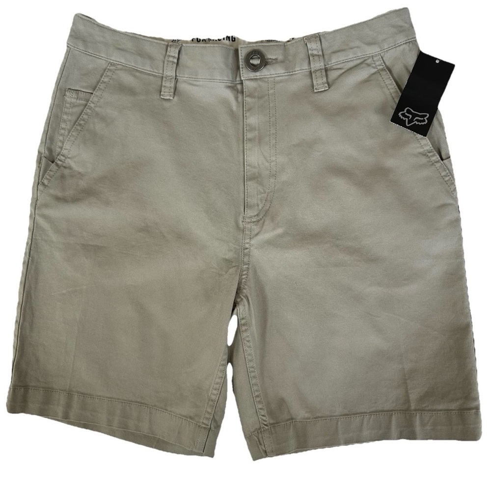 NWT FOX Racing Youth Essex 2.0 Khaki Tan Stretch Chino Shorts-Boys 14/27 Utility
